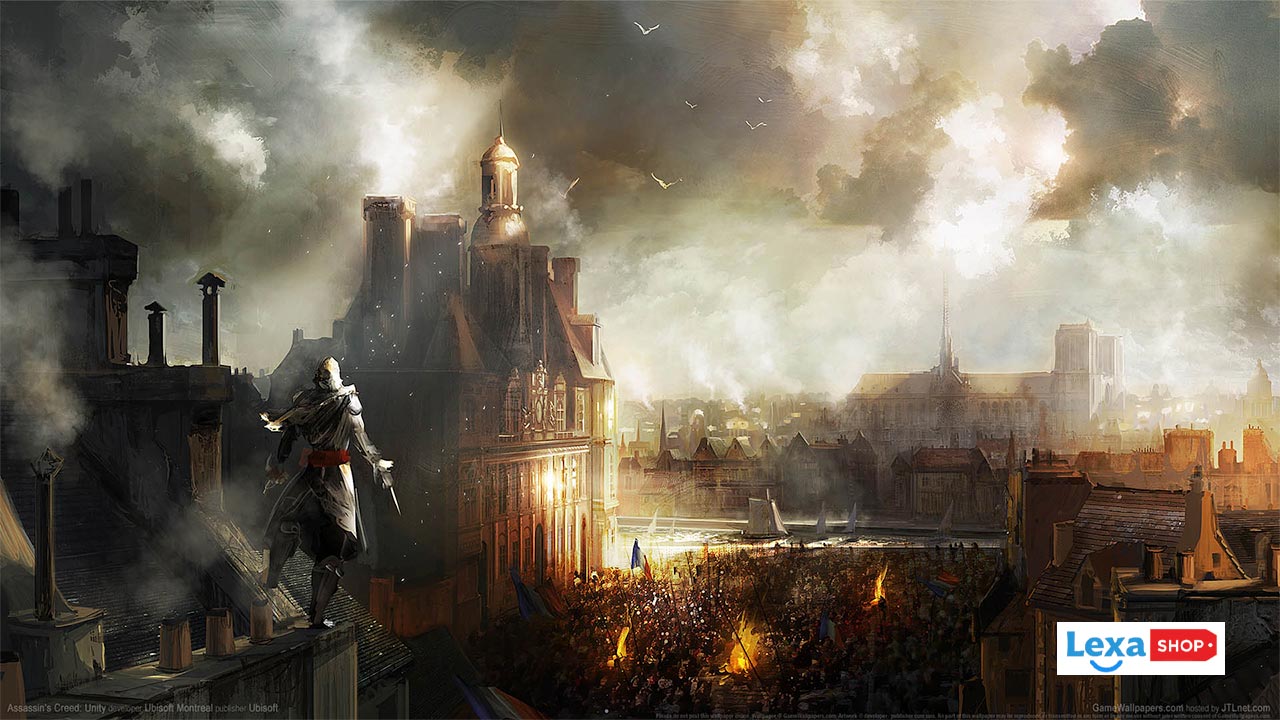 تصویری هنری از بازی اساسینز کرید یونتی که انقلاب فرانسه را نمایش می‌دهد
