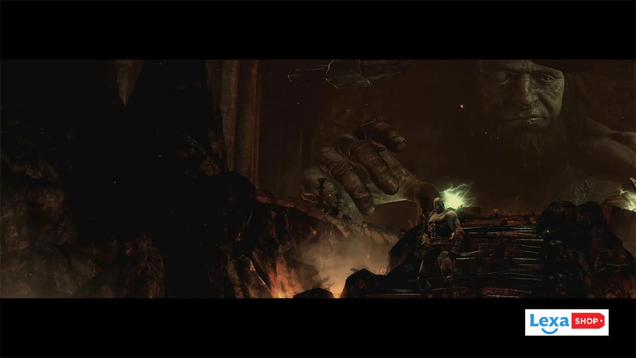 هفاستوس بزرگ قامت، که یکی از شخصیت های مهم بازی God of War III Remastered است